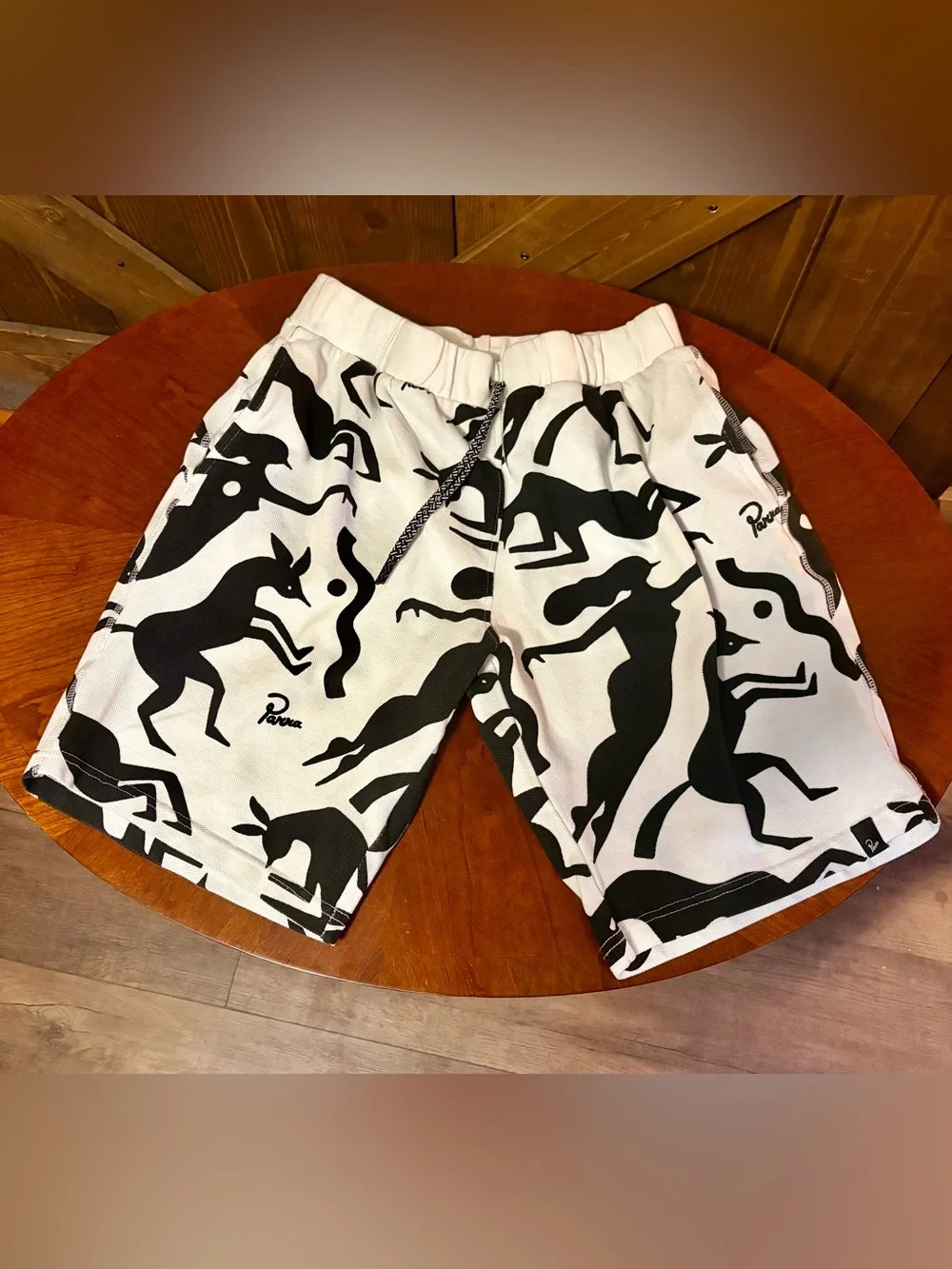 Parra, Black & White Graphic Men’s Shorts